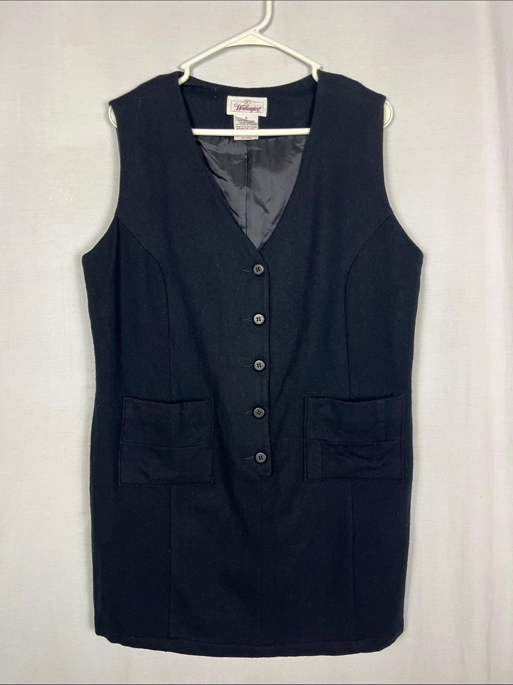Worthington 100% Wool Black Button Up Mini Dress